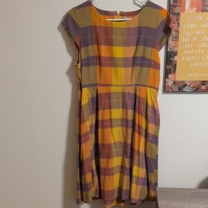 Mata Traders Plaid Dress Size L P2P:20in Shoulder To Hem: 38in, 2 Pockets